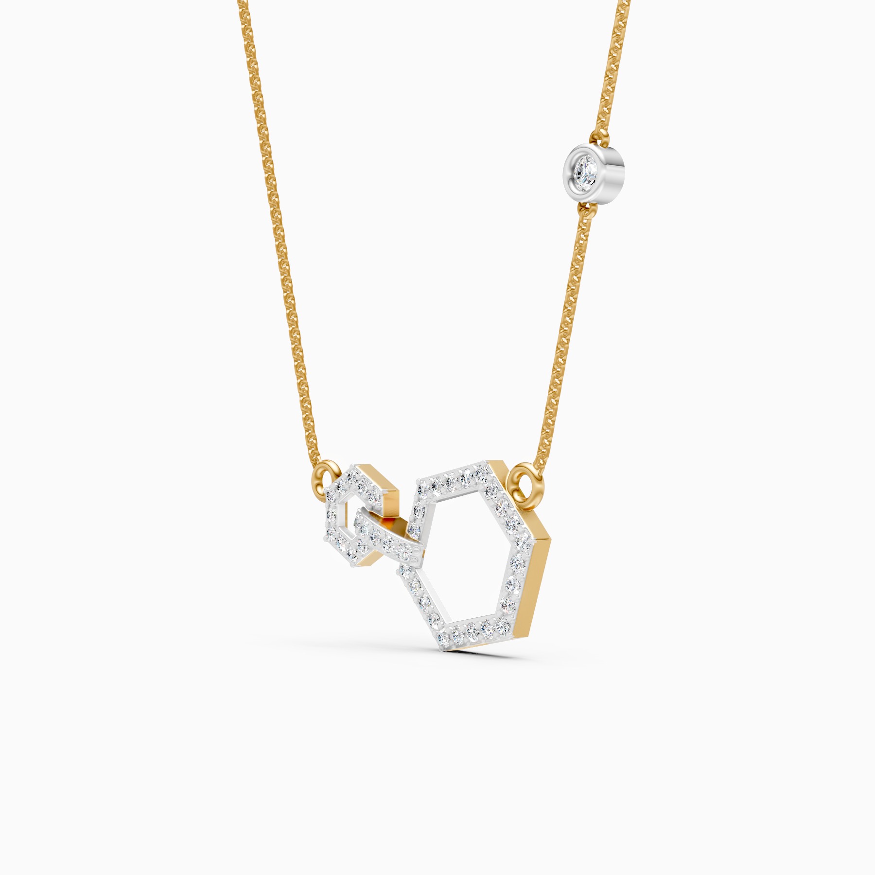 Modern Hexagon Lab Grown Diamond Pendant